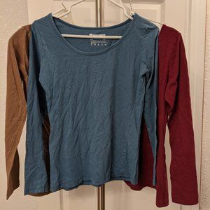 Pact Organic Long Sleeve Shirts x3 Size Medium